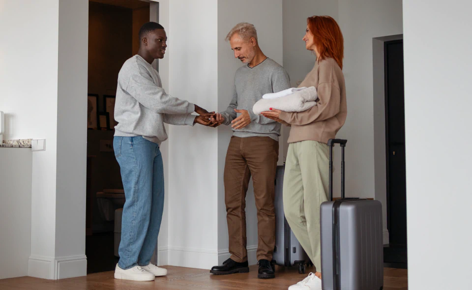 airbnb host welcoming guests